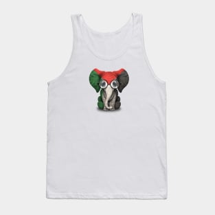 Baby Elephant with Glasses and Palestinian Flag Tank Top